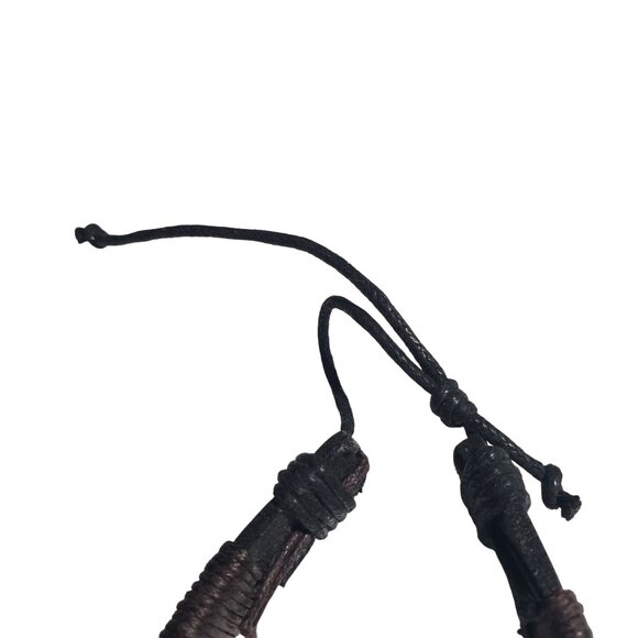 Adjustable Black Brown Leather Cord Bracelet Design Handmade Men Women Jewelry - Picture 3 of 4